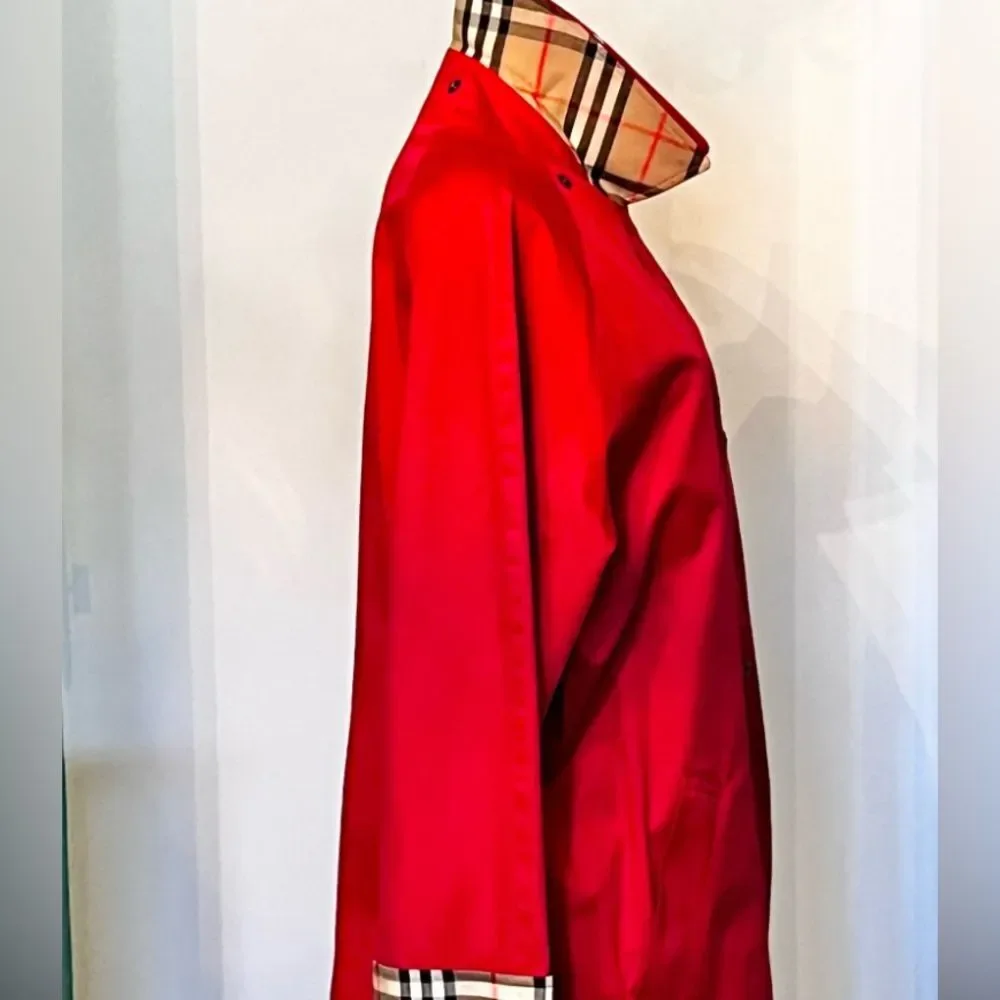 Burberry's of London Vintage Red Trench Coat Nova Check Cuffs Medium - Spring - Picture 3 of 12